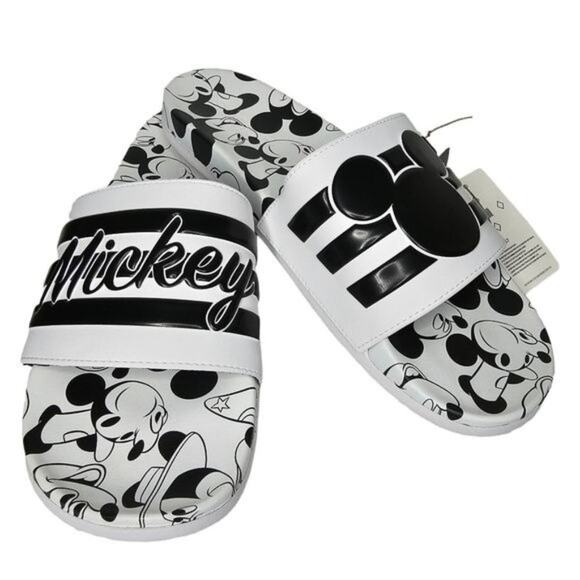 adidas Other - NWT Adidas Slides Mens Size 12 Disney Mickey Mouse Adilette Comfort Black White